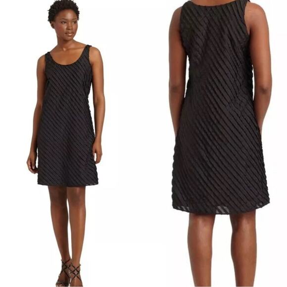 Eileen Fisher Silk Ruffle Tier Black Dress Size 10 - Picture 1 of 10